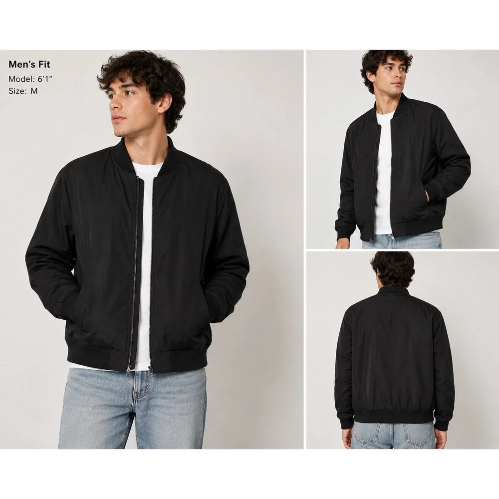 Coofandy Men's Black Lightweight Bomber Jacket Size Medium